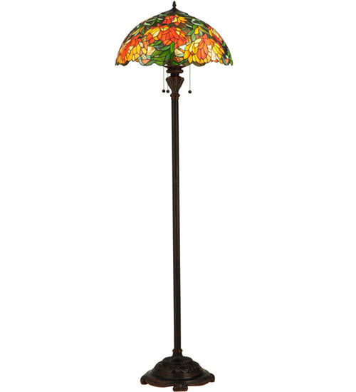 Meyda Lighting Lamella 66" 3-Light Mahogany Bronze Floor Lamp With Multi-Colored Shade Glass