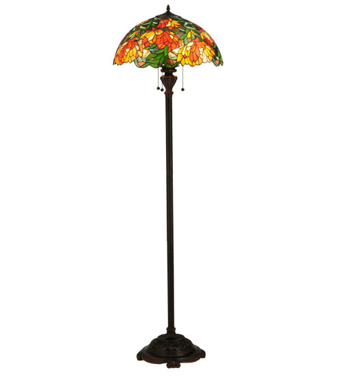 Meyda Lighting Lamella 66" 3-Light Mahogany Bronze Floor Lamp With Multi-Colored Shade Glass