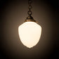 Meyda Lighting Lancaster 8" Antique Nickel Pendant Light With White Shade Glass