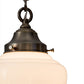 Meyda Lighting Lancaster 8" Antique Nickel Pendant Light With White Shade Glass