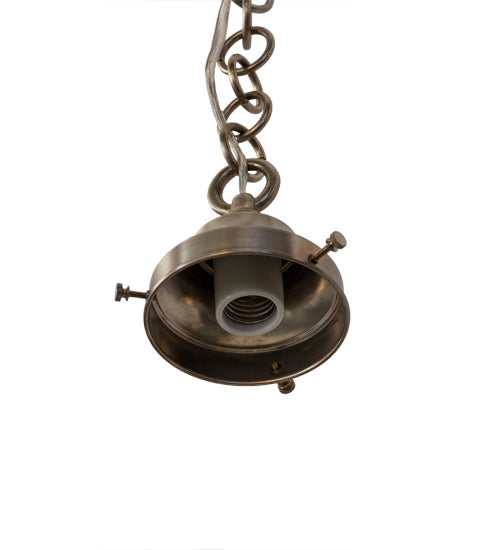 Meyda Lighting Lancaster 8" Antique Nickel Pendant Light With White Shade Glass