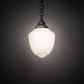 Meyda Lighting Lancaster 8" Nickel Pendant Light With White Shade Glass