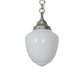 Meyda Lighting Lancaster 8" Nickel Pendant Light With White Shade Glass