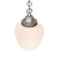 Meyda Lighting Lancaster 8" Nickel Pendant Light With White Shade Glass
