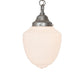Meyda Lighting Lancaster 8" Nickel Pendant Light With White Shade Glass