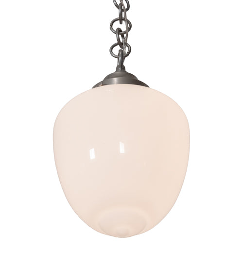 Meyda Lighting Lancaster 8" Nickel Pendant Light With White Shade Glass