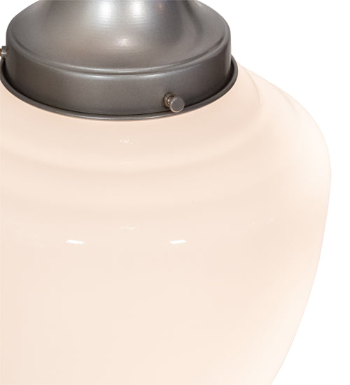 Meyda Lighting Lancaster 8" Nickel Pendant Light With White Shade Glass