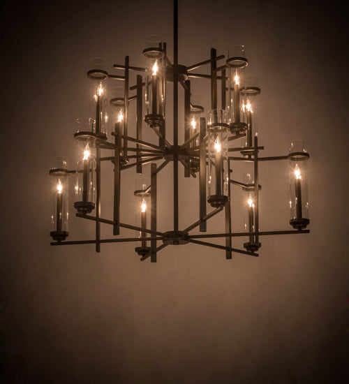 Meyda Lighting Landon 44" 12-Light Bronze Chandelier With Clear Shade Glass