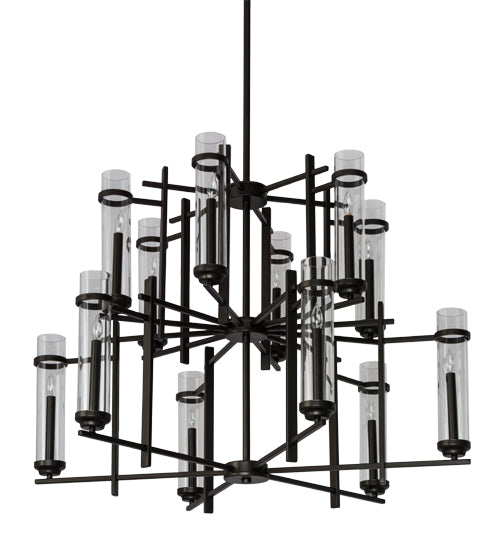 Meyda Lighting Landon 44" 12-Light Bronze Chandelier With Clear Shade Glass