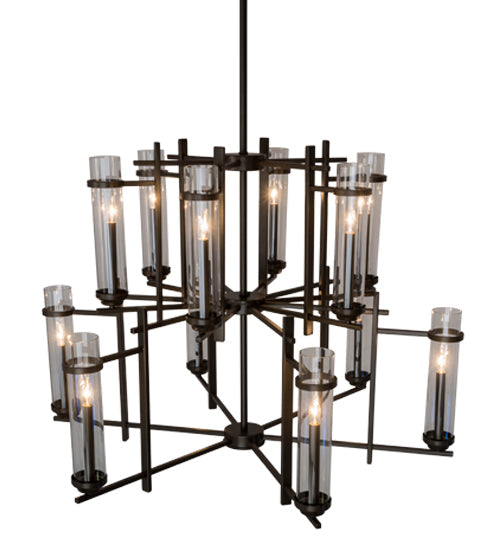 Meyda Lighting Landon 44" 12-Light Bronze Chandelier With Clear Shade Glass