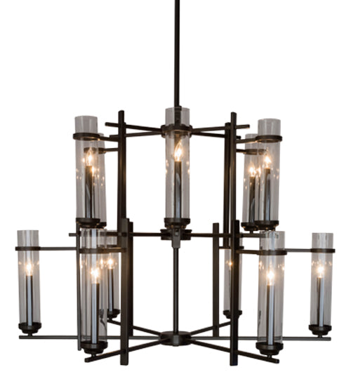 Meyda Lighting Landon 44" 12-Light Bronze Chandelier With Clear Shade Glass