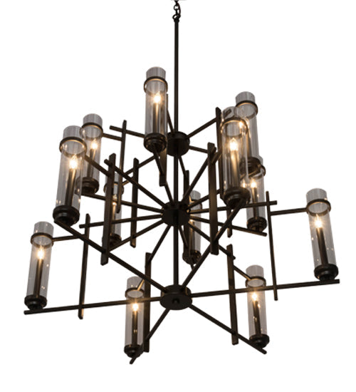 Meyda Lighting Landon 44" 12-Light Bronze Chandelier With Clear Shade Glass