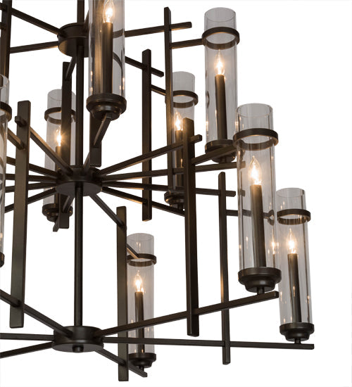 Meyda Lighting Landon 44" 12-Light Bronze Chandelier With Clear Shade Glass