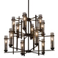 Meyda Lighting Landon 44" 12-Light Bronze Chandelier With Clear Shade Glass