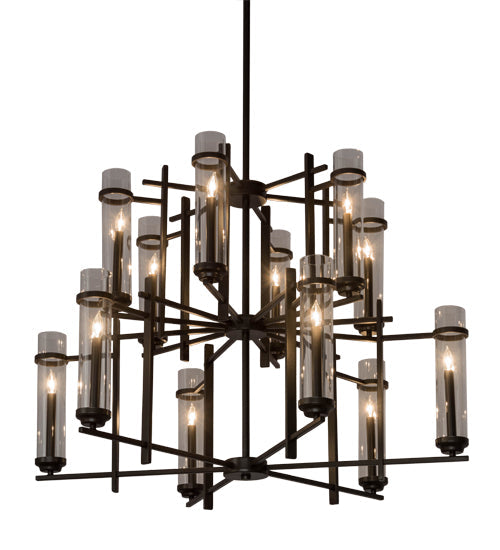 Meyda Lighting Landon 44" 12-Light Bronze Chandelier With Clear Shade Glass