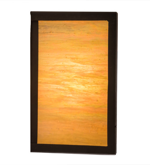 Meyda Lighting Lanier 7" 2-Light Oil Rubbed Bronze Wall Sconce With Beige Iridescent Art Shade Glass