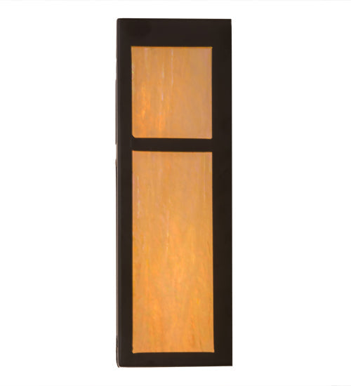 Meyda Lighting Lanier 7" 2-Light Oil Rubbed Bronze Wall Sconce With Beige Iridescent Art Shade Glass