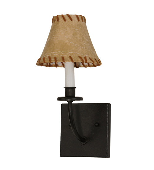 Meyda Lighting Laredo 6" Dark Roast Wall Sconce With Brown and Beige Fabric Shade