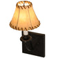 Meyda Lighting Laredo 6" Dark Roast Wall Sconce With Brown and Beige Fabric Shade