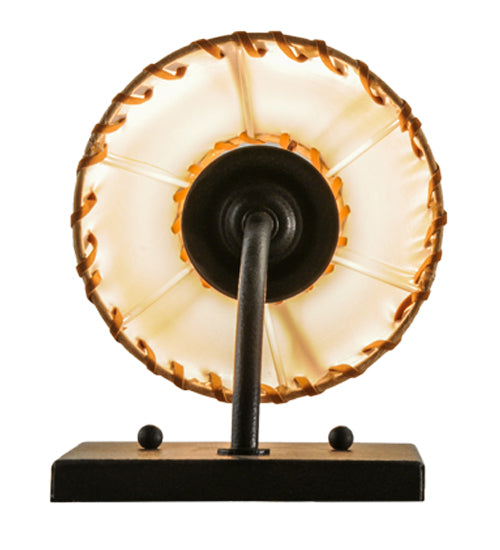 Meyda Lighting Laredo 6" Dark Roast Wall Sconce With Brown and Beige Fabric Shade