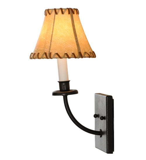 Meyda Lighting Laredo 6" Dark Roast Wall Sconce With Brown and Beige Fabric Shade