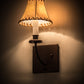 Meyda Lighting Laredo 6" Mahogany Bronze Wall Sconce With Brown Faux Leather Shade