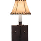 Meyda Lighting Laredo 6" Mahogany Bronze Wall Sconce With Brown Faux Leather Shade