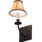Meyda Lighting Laredo 6" Mahogany Bronze Wall Sconce With Brown Faux Leather Shade