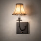 Meyda Lighting Laredo 6" Oil Rubbed Bronze Wall Sconce With Beige Faux Leather Tan Shade