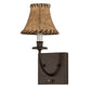 Meyda Lighting Laredo 6" Oil Rubbed Bronze Wall Sconce With Beige Faux Leather Tan Shade