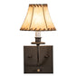 Meyda Lighting Laredo 6" Oil Rubbed Bronze Wall Sconce With Beige Faux Leather Tan Shade