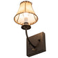 Meyda Lighting Laredo 6" Oil Rubbed Bronze Wall Sconce With Beige Faux Leather Tan Shade