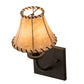 Meyda Lighting Laredo 6" Oil Rubbed Bronze Wall Sconce With Brown Faux Leather Shade