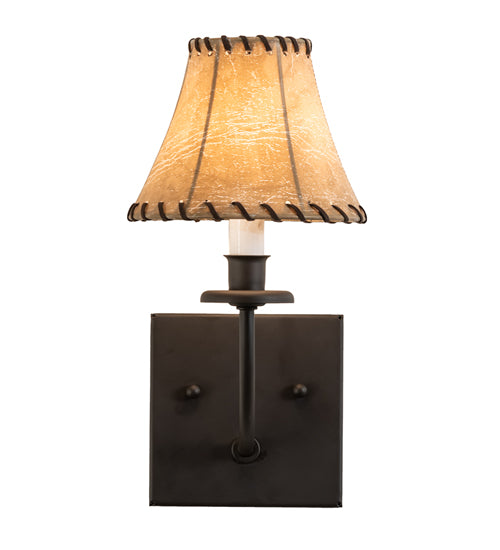 Meyda Lighting Laredo 6" Oil Rubbed Bronze Wall Sconce With Brown Faux Leather Shade