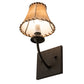 Meyda Lighting Laredo 6" Oil Rubbed Bronze Wall Sconce With Brown Faux Leather Shade