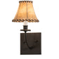 Meyda Lighting Laredo 6" Oil Rubbed Bronze Wall Sconce With Brown Faux Leather Shade