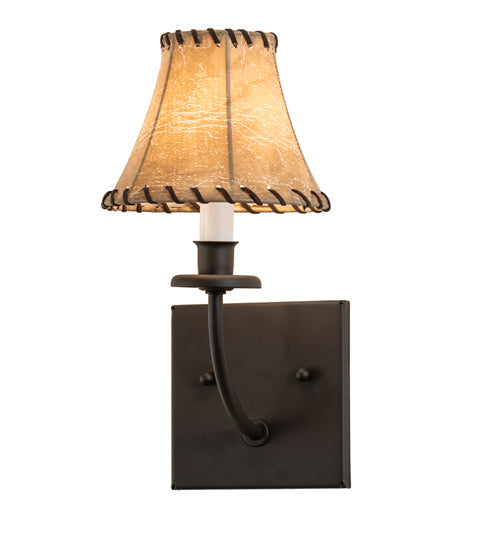 Meyda Lighting Laredo 6" Oil Rubbed Bronze Wall Sconce With Brown Faux Leather Shade