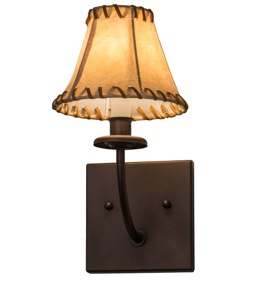 Meyda Lighting Laredo 6" Wall Sconce With Beige Faux Leather Shade