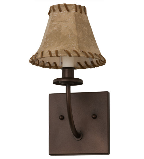 Meyda Lighting Laredo 6" Wall Sconce With Beige Faux Leather Shade