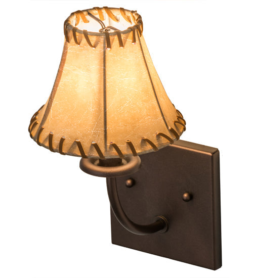 Meyda Lighting Laredo 6" Wall Sconce With Beige Faux Leather Shade