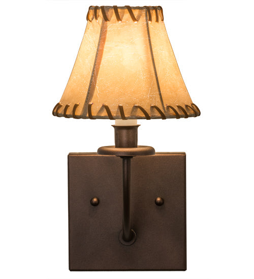 Meyda Lighting Laredo 6" Wall Sconce With Beige Faux Leather Shade