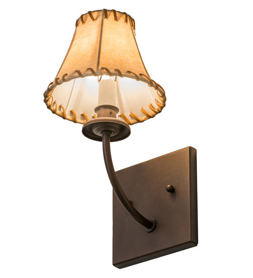 Meyda Lighting Laredo 6" Wall Sconce With Beige Faux Leather Shade