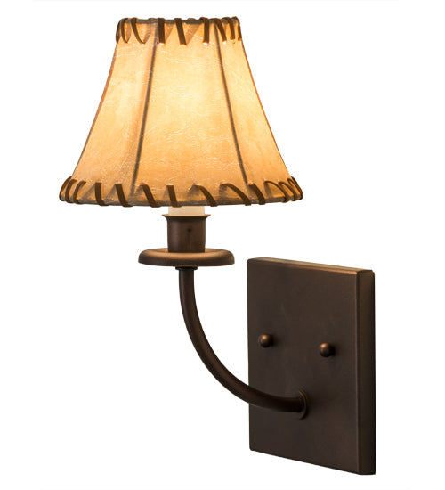 Meyda Lighting Laredo 6" Wall Sconce With Beige Faux Leather Shade
