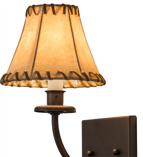Meyda Lighting Laredo 6" Wall Sconce With Beige Faux Leather Shade