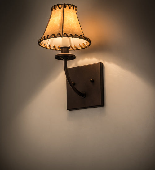 Meyda Lighting Laredo 6" Wall Sconce With Beige Faux Leather Shade