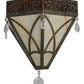 Meyda Lighting Larkfield 12" 2-Light Capri Wall Sconce With Beige and Red Shade Glass
