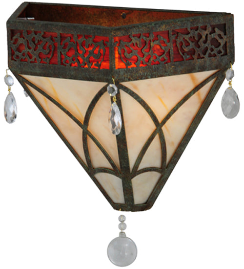 Meyda Lighting Larkfield 12" 2-Light Capri Wall Sconce With Beige and Red Shade Glass