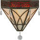 Meyda Lighting Larkfield 12" 2-Light Capri Wall Sconce With Beige and Red Shade Glass