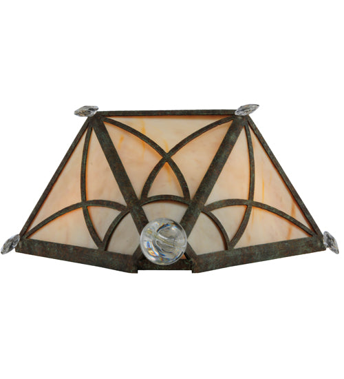 Meyda Lighting Larkfield 12" 2-Light Capri Wall Sconce With Beige and Red Shade Glass