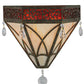 Meyda Lighting Larkfield 12" 2-Light Capri Wall Sconce With Beige and Red Shade Glass